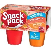 SNACK PACK Gel Sugar Free 2 Strawberry 2 Orange  4cups 368g