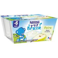 Nestlé - P'tit Brassé Dessert Lacté Poire Coupelle Bébé Dès 6 mois 4x100g
