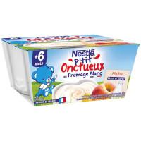 Nestlé - P'tit Onctueux Fromage Blanc Pêche Coupelle Bébé Dès 6 mois 4x100g