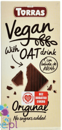 Torras Vegan Oat Original - sugar free, gluten free vegan chocolate with no palm oil 100g