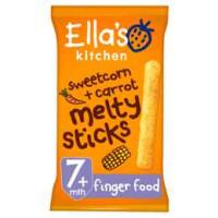 Ella’s Kitchen Organic Sweetcorn and Carrot Melty Sticks Baby Snack 7+ Months 16g