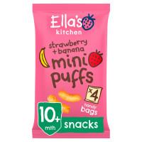 Ella's Kitchen Organic Strawberry and Banana Mini Puffs Multipack Baby Snack 10+ Months 4 x 8g (32g)